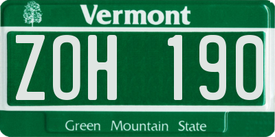 VT license plate ZOH190