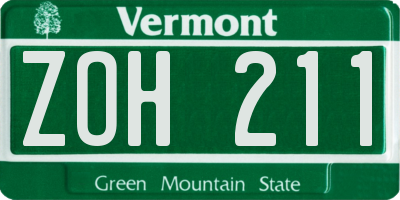 VT license plate ZOH211