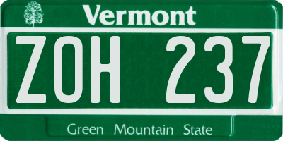 VT license plate ZOH237
