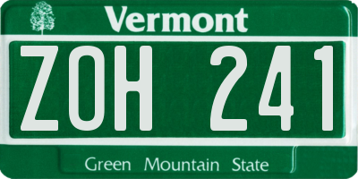 VT license plate ZOH241