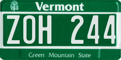 VT license plate ZOH244