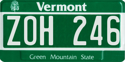 VT license plate ZOH246