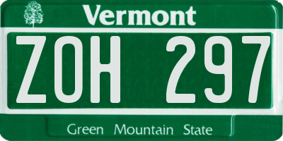 VT license plate ZOH297