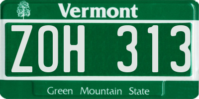 VT license plate ZOH313