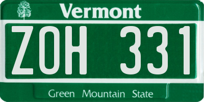 VT license plate ZOH331