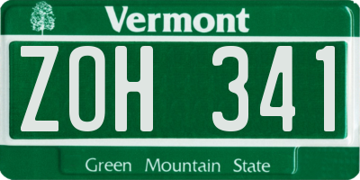 VT license plate ZOH341