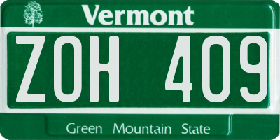 VT license plate ZOH409