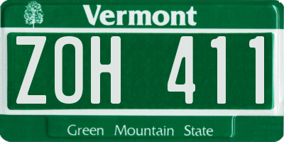 VT license plate ZOH411