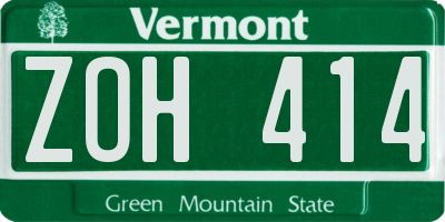 VT license plate ZOH414