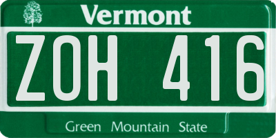 VT license plate ZOH416