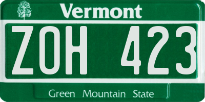 VT license plate ZOH423