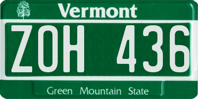 VT license plate ZOH436