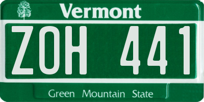 VT license plate ZOH441