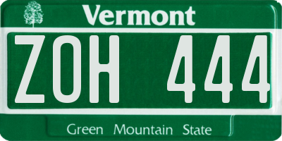 VT license plate ZOH444