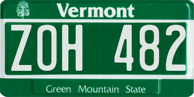VT license plate ZOH482
