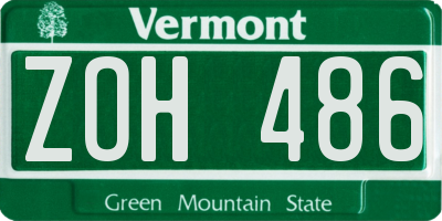 VT license plate ZOH486
