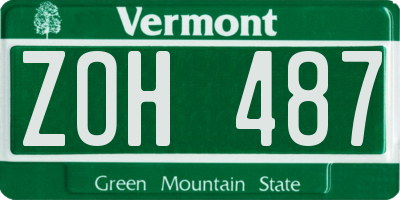 VT license plate ZOH487