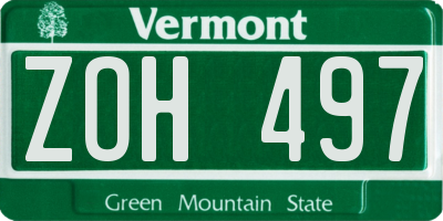 VT license plate ZOH497