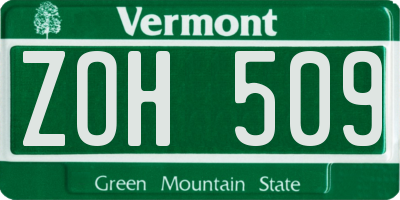 VT license plate ZOH509
