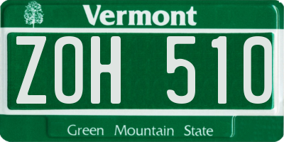VT license plate ZOH510