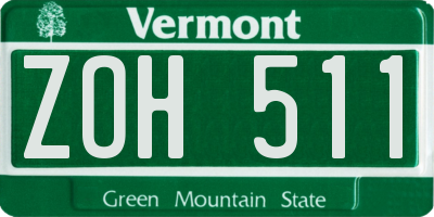VT license plate ZOH511