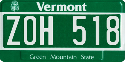 VT license plate ZOH518
