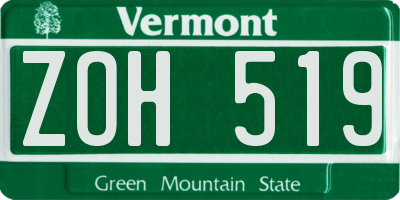 VT license plate ZOH519