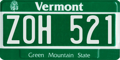 VT license plate ZOH521