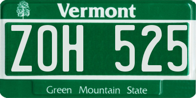 VT license plate ZOH525