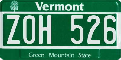 VT license plate ZOH526
