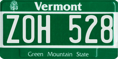 VT license plate ZOH528