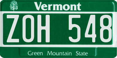 VT license plate ZOH548