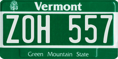 VT license plate ZOH557
