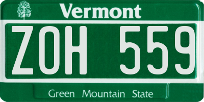 VT license plate ZOH559