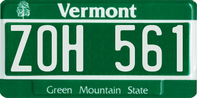 VT license plate ZOH561