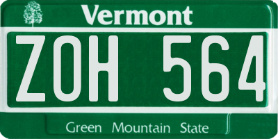 VT license plate ZOH564