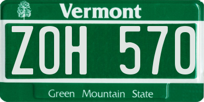 VT license plate ZOH570