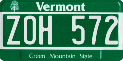 VT license plate ZOH572