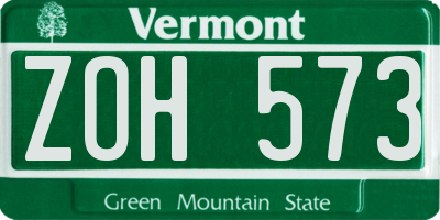 VT license plate ZOH573