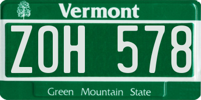 VT license plate ZOH578