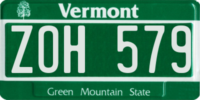 VT license plate ZOH579