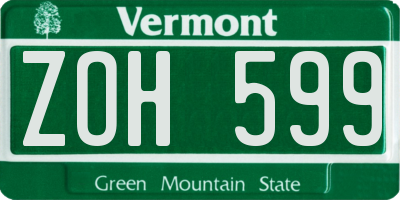 VT license plate ZOH599