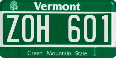 VT license plate ZOH601