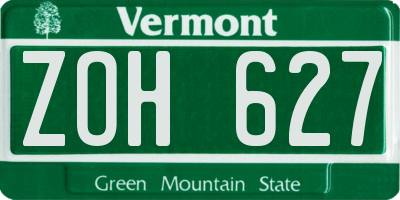 VT license plate ZOH627