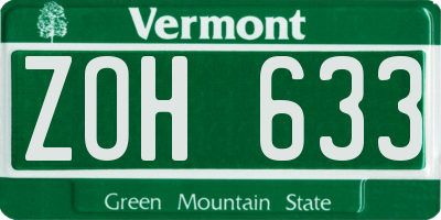 VT license plate ZOH633