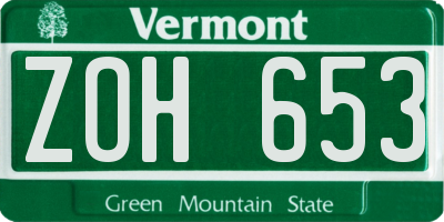 VT license plate ZOH653