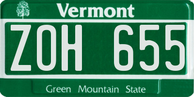 VT license plate ZOH655