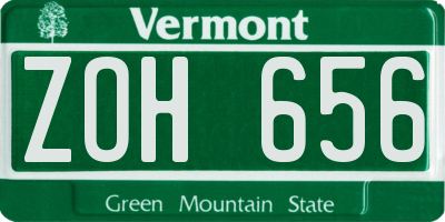 VT license plate ZOH656