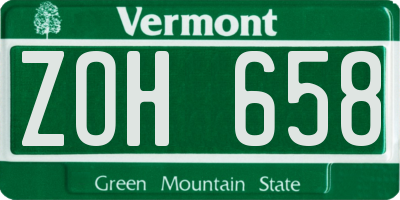 VT license plate ZOH658