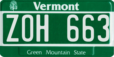 VT license plate ZOH663